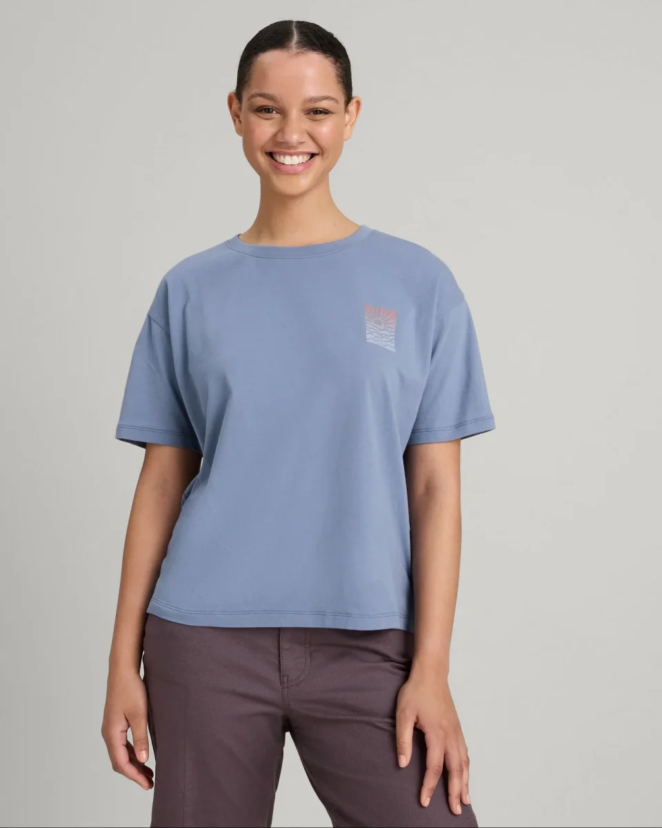 T-shirt en coton bio Sunrise Flower pour femme - Crépuscule